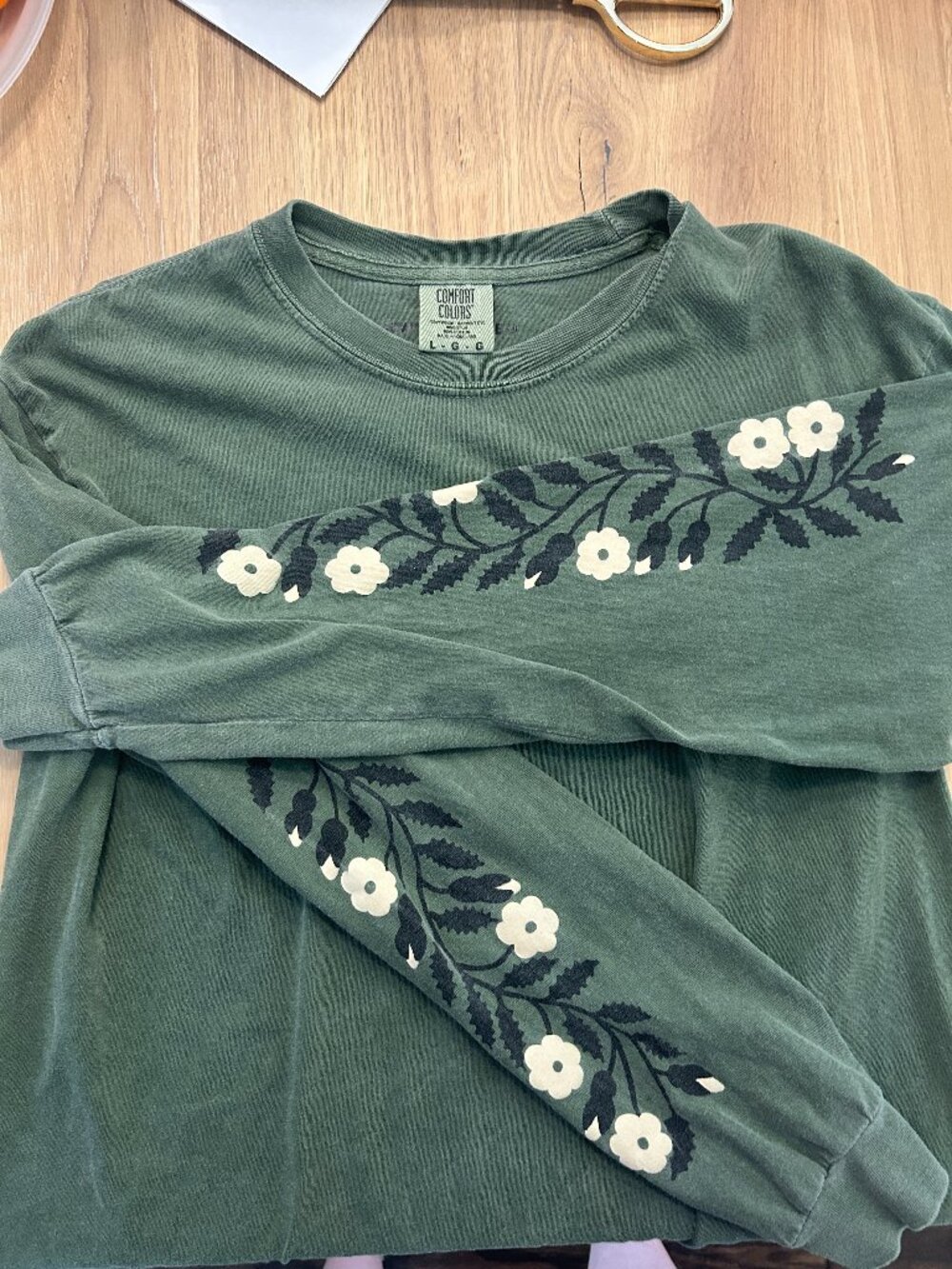 Stay at Home Club SHC Long Sleeve LS Floral Blooms Comfort Colors Forest Green